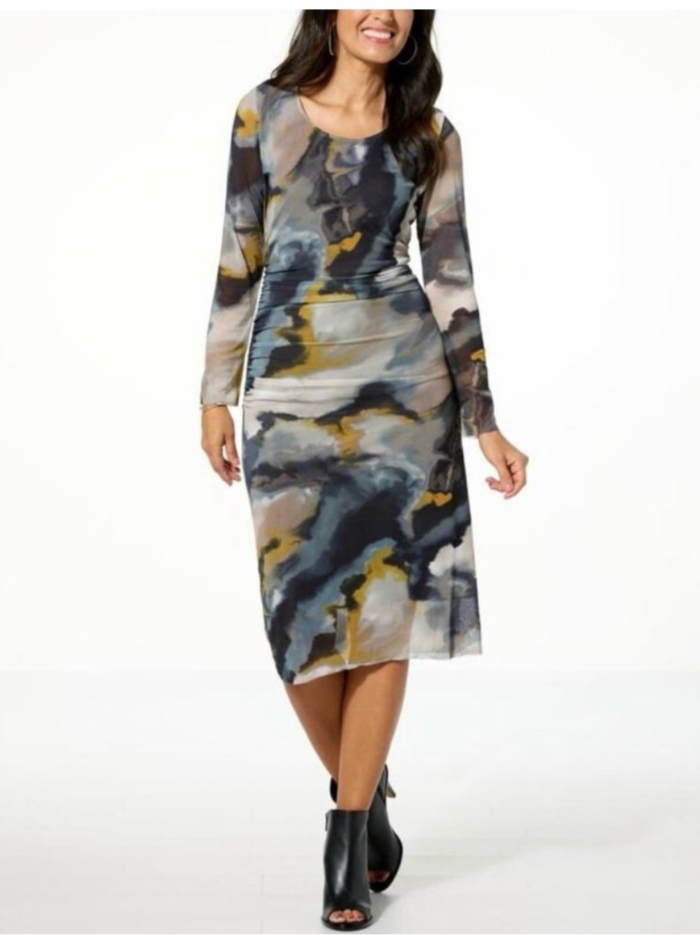 Colleen Lopez Long Sleeve Printed Mesh dress